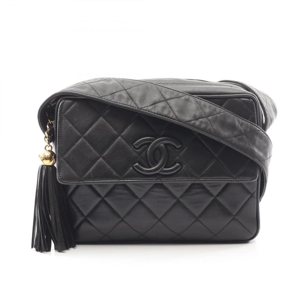 Chanel Matelasse Shoulder Bag Lambskin Sheepskin Black